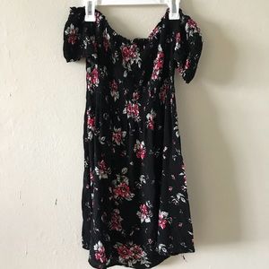Strapless black and flower dress